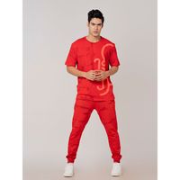 HUEDEE Tie-Dye Unisex Red T-shirt and Jogger Co-ord Set (Set of 2)